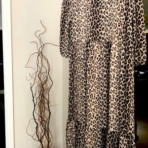ZARA women’s leopard midi dress ruffle boho